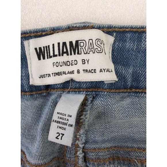 William Rast Crop Flare Jeans Womens 27 Blue Frayed Hem Stretchy Festival Boho - Picture 6 of 12